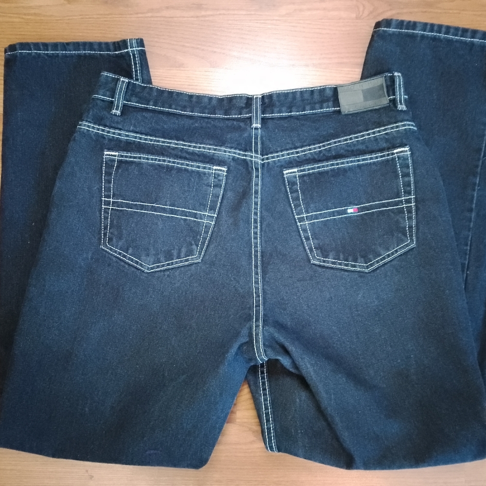Tommy Hilfiger VTG Womens Black Triple T Loose Fit Denim Jeans Size 14 (34X30)